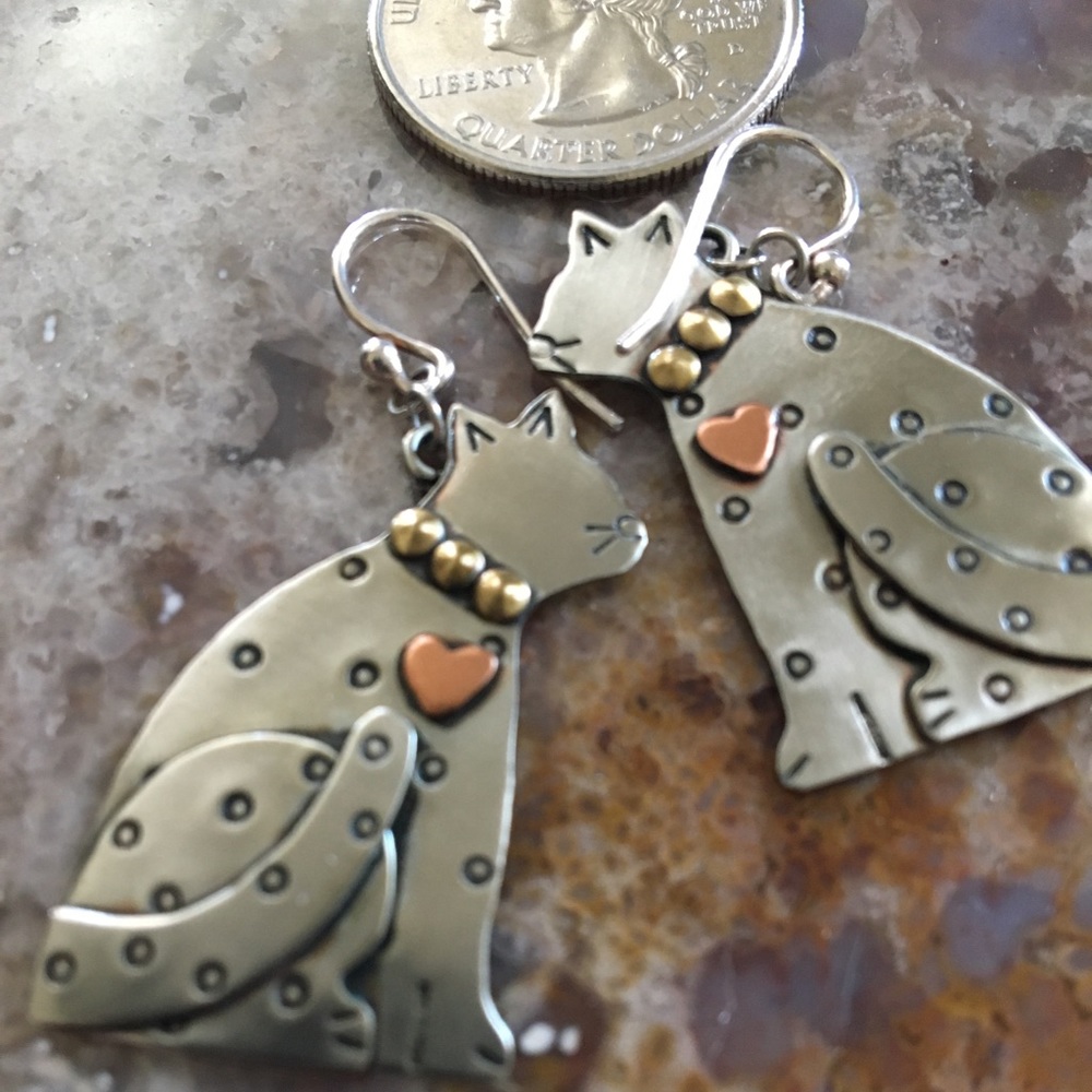 🐈 SALE Kitty Cat Earrings with Sterling Ear wires